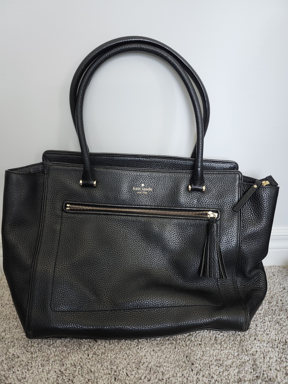 kate spade Black Pebbled Leather Crossbody 14 - 11 - 6 Good Condition